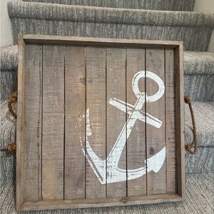 Rustic Wood Anchor Serving Tray - White Anchor